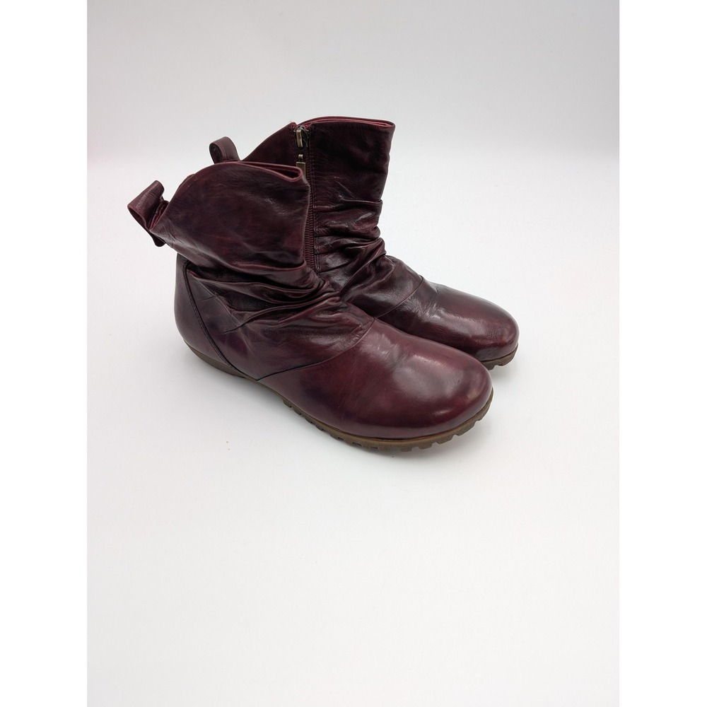 Romika Boots Womens Size 6.5 Red Leather Ankle Zip Bootie Flat Comfort Shoes